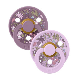 Set 2 suzete pentru bebelusi, BIBS x LIBERTY, Colour Chamomile Lawn Latex, tetina rotunda, 6-18 luni, Mauve / Violet Sky - Img 2