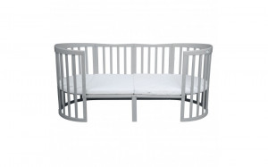 Set Extensie din lemn pentru Patut Junior Waldin Evolutiv 7in1, Rotund/Oval, Gri - Img 2