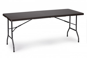 Set Masa de Gradina + 2 Banci, pentru 8 persoane, 179 cm x 74 cm, 180 cm x 25 cm, pliabile, textura rathan, Modern Home, Brown - Img 2
