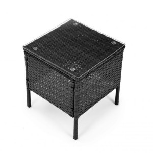 Set Mobilier pentru Gradina cu 3 Piese, 2 Scaune cu Perne si o Masuta de cafea, din Poliratan, Modern Home, XS-RTS023, Negru - Img 3