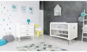 Set Patut copii din lemn KLUPS BLANKA Alb, cu Saltea MyKids, Cocos, 120 x 60 x 10 cm - Img 3