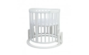 Set Patut Oval Evolutiv pentru Copii, Multifunctional, Waldin, 7in1, cu Sistem de Leganare, Saltele Incluse, Culoare Alba - Img 2