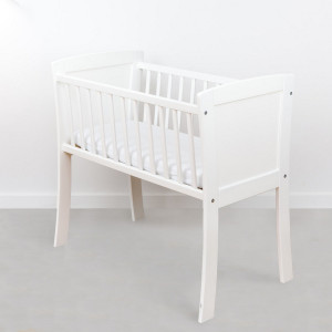 Set Patut pentru copii, 90 x 40 cm, Pin + MDF, Woodies, Classic Crib, Alb + Saltea patut, Mykids, Cocos, Confort II, 90 x 40 x 8 cm - Img 2