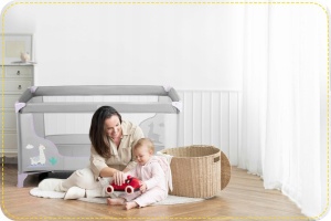 Set Patut pliabil pentru copii, 120 x 60 cm, Ricokids, RK-240, Lavenda Grey cu Saltea MyKids, 120 x 60 x 10 cm, Spuma si Cocos - Img 4