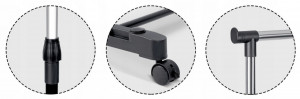 Suport mobil pentru haine Massido, 686000, cu roti, usor, incapator si stabil, spatiu pentru incaltaminte, cuier, inaltime reglabila, Argintiu/Negru - Img 7