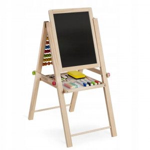 Tabla educativa pliabila, detasabila, 3 in 1, tabla magnetica, tabla pentru creta si abac, Ricokids, RK include markere colorate, creta, burete, cifre si litere magnetice, suruburi - Img 2