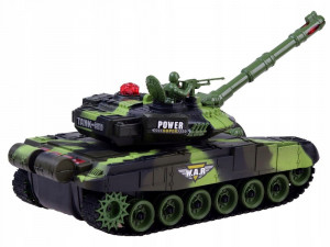 Tanc de lupta cu telecomanda, 34 x 11 x 12 cm, camuflaj de padure, sunete si lumini, rotatie 360, Jokomisiada, RC0036 ZI - Img 2