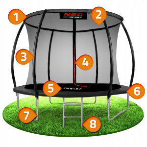 Trambulina pentru copii, Neo-Sport, 252 cm / 8 ft, cu plasa interioara, greutate maxima 100 kg - Img 5