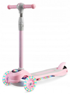 Trotineta de echilibru pentru copii, cu 3 roti, lumini LED, pliabila, ghidon reglabil, pana la 35 kg, Ricokids, Piko, Roz - Img 1