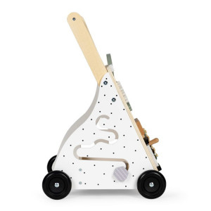 Antemergator din lemn pentru copii, panou educativ cu elemente mobile, roti de cauciuc, Ecotoys, TL01035 - Img 7
