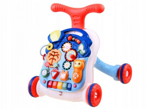 Antemergator interactiv 2in1 cu 4 roti, transformabil in Masuta interactiva pentru activitati, cu panou de jucarii, sunete cu reglarea volumului, Jokomisiada, ZA3252 - Img 3