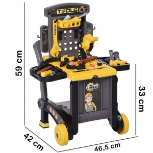 Atelier de lucru din plastic pentru copii, 3 in 1, cu 17 accesorii incluse, HC388349, Negru/Galben - Img 2