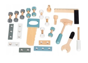 Atelier De Lucru Pentru Copii, 5 unelte din lemn, 32 Accesorii, Ecotoys - Img 4