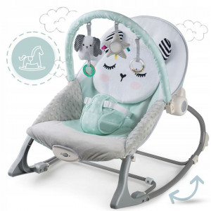 Balansoar pentru copii, cu vibratii, 2 trepte de inclinare, bara de jucarii, Nukido, Mint - Img 7
