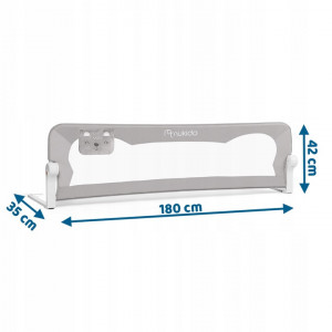 Bariera de siguranta pentru pat, Nukido, Bed Rail, 180 x 42 x 35 cm, Gri, 722400 - Img 8