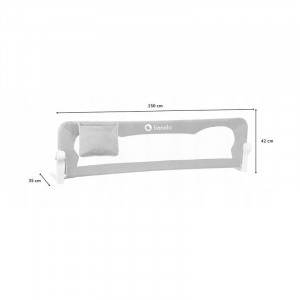 Bariera protectie patut pentru copii, Lionelo, Eva , Cu buzunar accesorii, 150x35 cm, Gri - Img 2