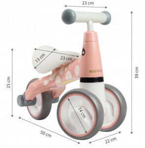 Bicicleta de echilibru, cu 3 roti, pentru interior / exterior, Ecotoys, Flamingo, pentru copii, 12 - 36 luni, sarcina maxima 20 kg - Img 6