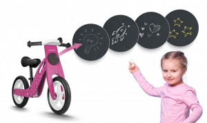 Bicicleta de echilibru din lemn pentru copii, scaun din spuma, roti 12 inchi, Ricokids, 7614, Roz - Img 3