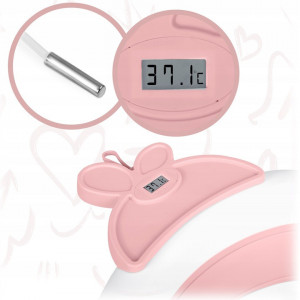 Cadita de baie pliabila pentru bebelusi, cu termometru LCD, suport antiderapant, Ricokids, 728200, Roz - Img 4