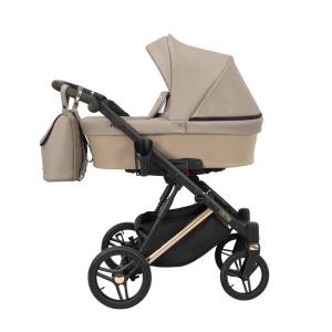 Carucior pentru copii, 2 in 1, Kunert, Lazzio, Premium, Cooper Frame, cu geanta, ventilatie, suport pahar, husa pentru picioare, rucsac din piele ecologica, spatar reglabil, sezut pivotant, husa ploaie, husa tantari, Cappuccino - Img 5