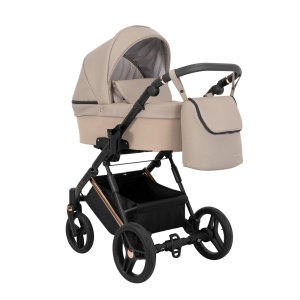 Carucior pentru copii, 3 in 1, Kunert, Lazzio, Premium, Cooper Frame, cu geanta, accesorii, Cappuccino + Scaun auto Cosmo Black + Adaptori - Img 4