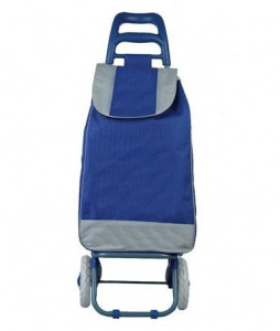 Carucior pentru cumparaturi, Multistore, cadru metalic, roti din spuma, capacitate 25 L, inaltime 90 cm, Albastru inchis - Img 1