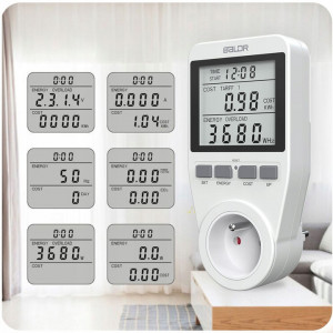 Contor de consum de energie Wattmetru cu impamantare, maxim 16 A, 3680W, BALDR Alb - Img 4
