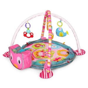 Covoras educational pentru copii, interactiv, multifunctional, 3 in 1, tarc, loc de joaca, cu 30 de bile colorate, 100 x 68 X 50 cm , Ecotoys, Bufnita - Img 2