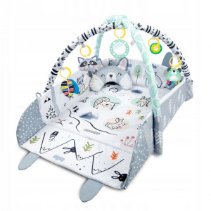 Covoras educational pentru copii, interactiv, multifunctional, cu oglinda, 110 x 100 cm, Ricokids, Rabit - Img 8