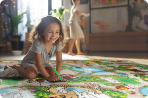 Covoras educational pentru copii, Ricokids, RK-343, XXL, de colorat, markere incluse, spuma EVA, usor de curatat - Img 4