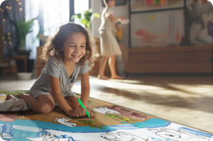 Covoras educational pentru copii, Ricokids, RK-344, XXL, de colorat, markere incluse, spuma EVA, usor de curatat, Dino Land - Img 6