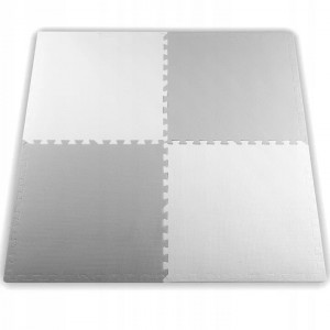 Covoras puzzle din spuma pentru copii, 120x120cm, 4 piese, Ricokids, 7480, Alb si Gri - Img 3