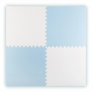 Covoras puzzle din spuma pentru copii, 120x120cm, 4 piese, Ricokids, Alb si Albastru - Img 1