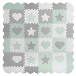Covoras puzzle din spuma pentru copii, 151x151cm, 16 bucati, Ricokids, 738100, Gri-Menta - Img 6