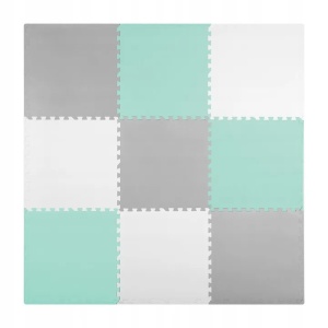 Covoras puzzle din spuma pentru copii, 180x180cm, 9 piese, Ricokids, 738232, Gri Turcoaz