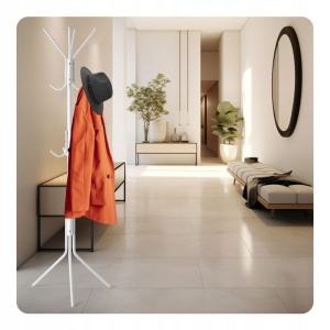 Cuier Pentru Haine de sine statator, Massido, cadru din otel, inaltime 173.5 cm, Alb - Img 3