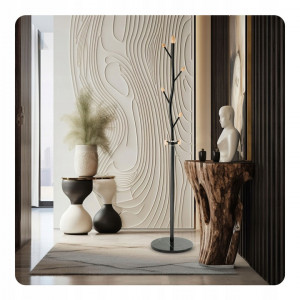 Cuier Pentru Haine Tip Pom, Massido, cadru din otel, baza din marmura, varfuri din lemn, inaltime 178 cm - Img 2