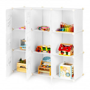 Dulap modular organizator pentru jucarii, ModernHome, 9 sertare modulare, polipropilena, cadru metalic, Alb - Img 4