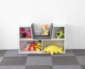 Dulap tip biblioteca multifunctionala, cu scaun, pentru copii, Ecotoys, 102x30x61 cm, Alb - Img 5