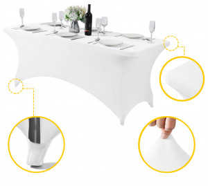 Fata de masa elastica universala, Modern Home, poliester/spandex, 180x76x74 cm, Alba - Img 2