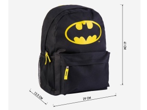 Ghiozdan pentru copii, Batman, 2 fermoare, 41x29x13,5 cm, Negru/Galben - Img 2