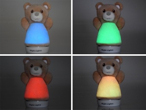 Lampa de veghe din Plus, pentru camera copilului, cu 4 lumini colorate, Ursulet, Maro - Img 3