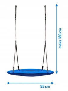 Leagan cuib de barza, pana la 150 kg, Neo-Sport, Swingo, 105 cm, Albastru - Img 2