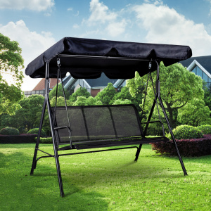 Leagan mare pentru gradina, pentru 3 persoane, Modern Home, 170 x 110 x 153 cm, copertina reglabila, FR-SW001T, Negru - Img 2