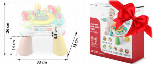 Masa de activitati interactive pentru copii si tabla educationala, 2in1, cu sunete si lumini, pian colorat, tren automat, joc hranire pasarele, elemente in miscare, Ricokids, RK-821 - Img 4