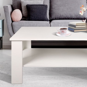 Masa de cafea cu raft de depozitare 150 x 57 x 43 xm, Modern Home, Alba - Img 7