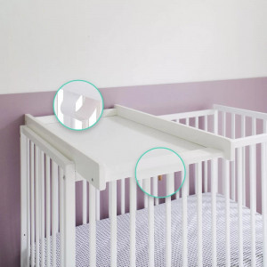 Masa De Infasat Din Lemn, Atasabila La Patut Bebe, Woodies Safe Dreams, Cot Top Changer, 86 x 51 x 7 cm, Alba - Img 4