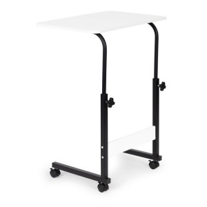 Masa pentru laptop, multfunctionala, cu roti, Modern Home, cadru metalic, blat MDF, Alb