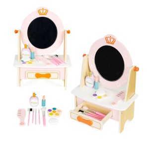 Masuta de toaleta din lemn pentru machiaj, Cu accesorii, Roz, TL812001