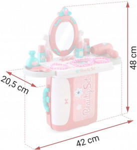 Masuta de toaleta din plastic, pentru copii, 2in1, tip valiza, cu accesorii machiaj, sertar, oglinzi plabile, Ricokids, 48 x 42 x 20,5 cm - Img 6